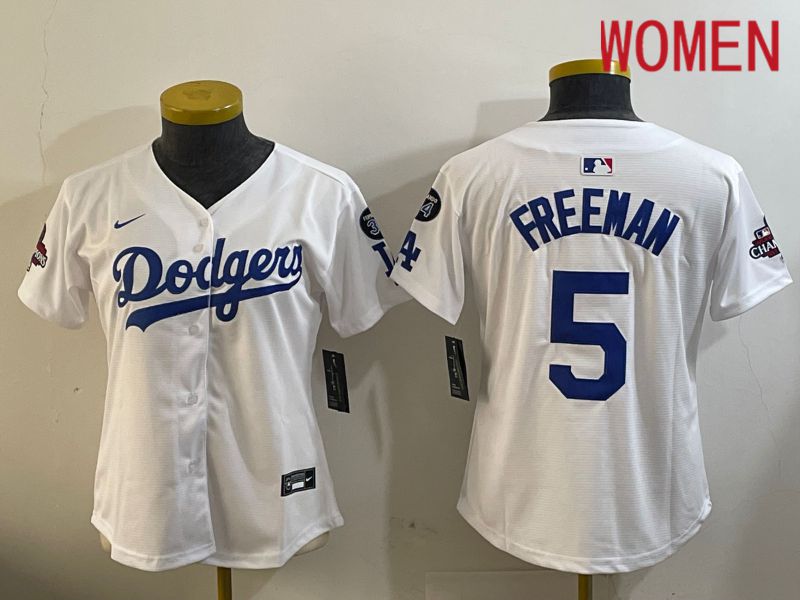 Women Los Angeles Dodgers #5 Freeman White Game 2024 Nike MLB Jersey style 12093